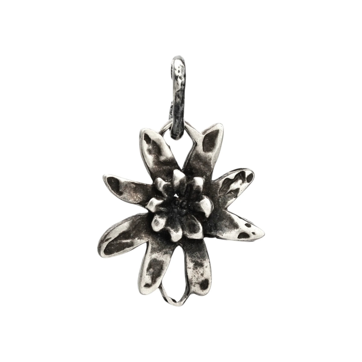 925er Silberelement „Edelweißblüte“ – handgefertigter Boho-Talisman für Harmonie, skulpturales Schmuckstück und Geschenk für Mutter, Tochter oder Freundin | Art Diva