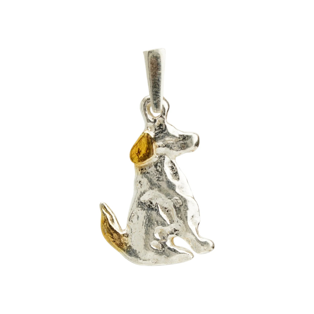 Hund-Anhänger aus 925er Silber mit goldfarbenen Akzenten – Talisman für Treue, Tierliebe und die Verbundenheit mit dem eigenen Haustier | Art Diva