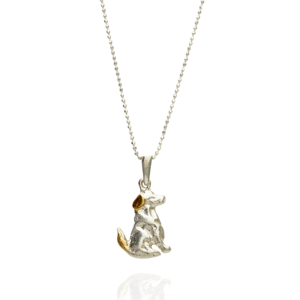 Hund-Anhänger aus 925er Silber mit goldfarbenen Akzenten – Talisman für Treue, Tierliebe und die Verbundenheit mit dem eigenen Haustier | Art Diva