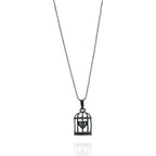„Herz im Käfig“-Anhänger aus 925er Silber mit oxidierter Oberfläche – Talisman für Liebe und einen freien Geist, Amulett für Gefühle und innere Stärke, Skulpturenschmuck im Boho- und rustikalen Stil | Art Diva