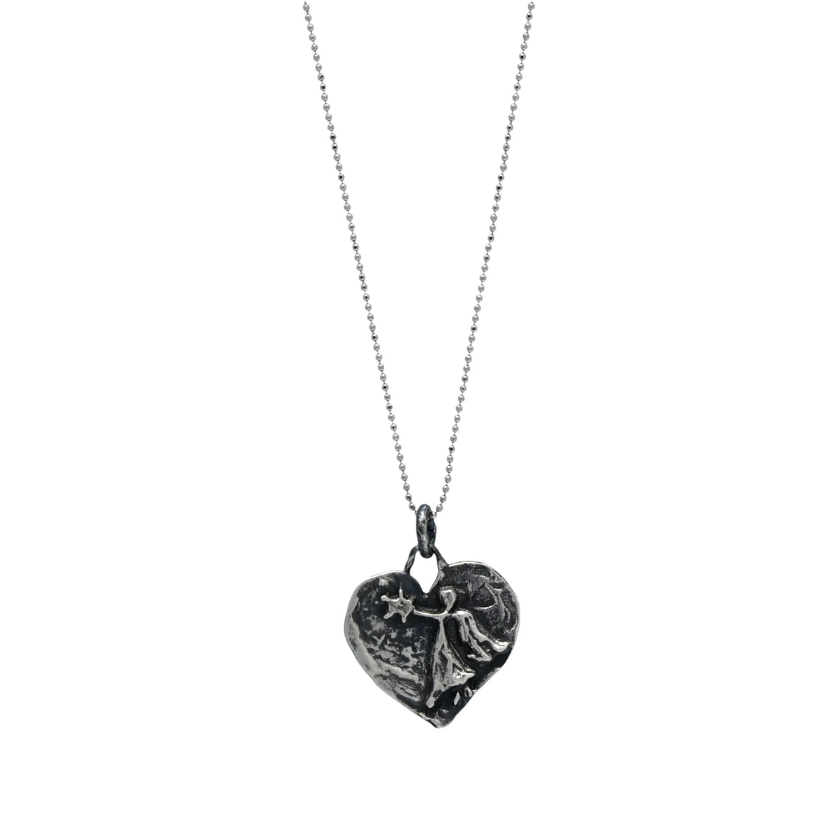 Schutzengel-Herz-Anhänger mit Engel und Stern aus 925er Silber – Talisman für Schutz, Liebe und Glauben, handgefertigt im Boho-Stil | Art Diva