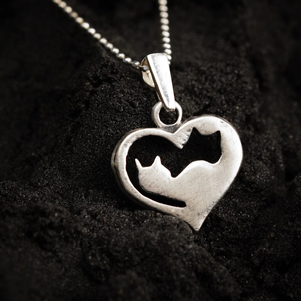 925 Silber Anhänger „Yin-Yang-Katzen“ – Hochglanz poliert | Symbol für Liebe & Harmonie | Art Diva