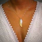 925 Silber Anhänger Engelsflügel mit goldenen Akzenten | Art Diva