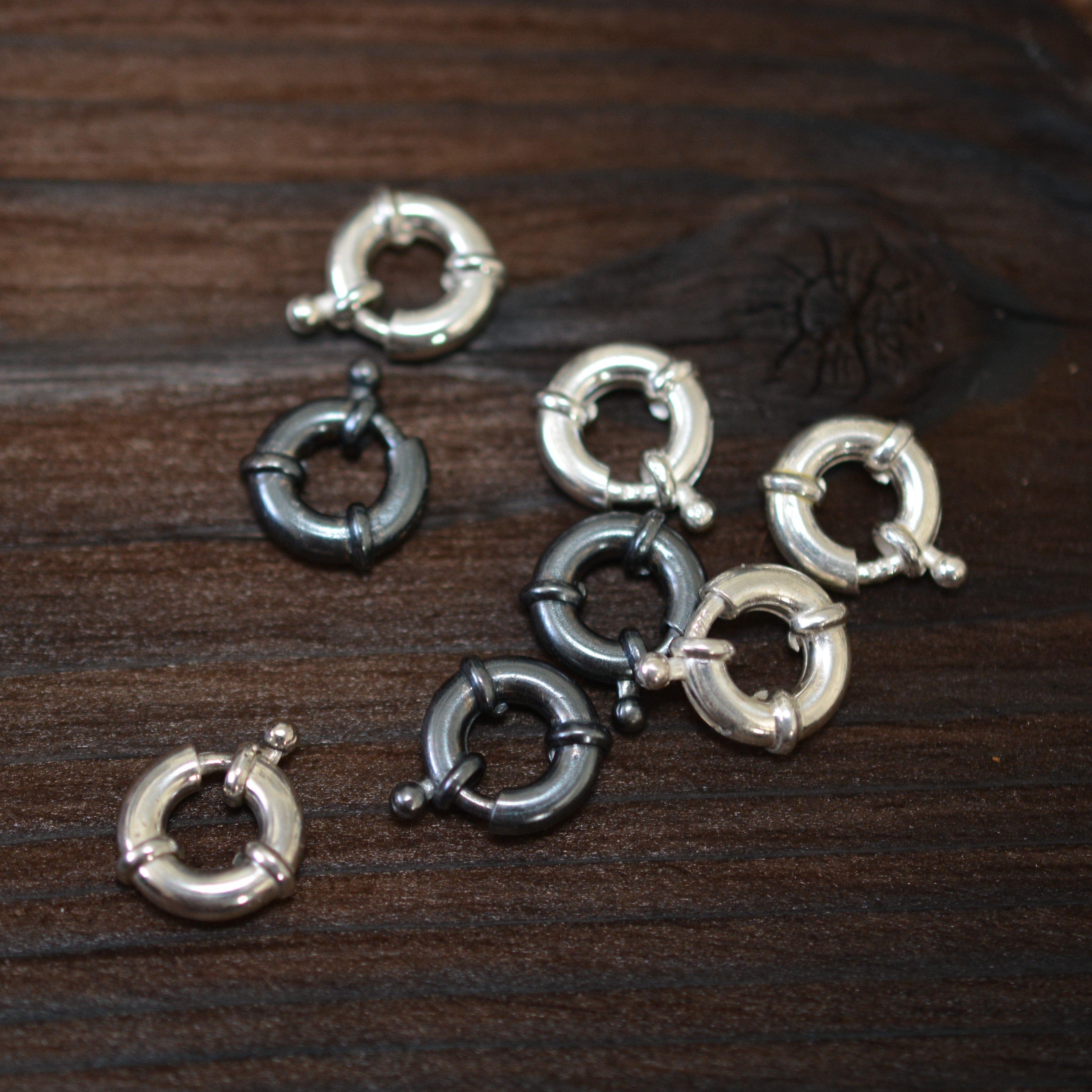 Spring-Ring-Verschluss aus 925er Silber – 12 mm | Silber & oxidiert | Art Diva