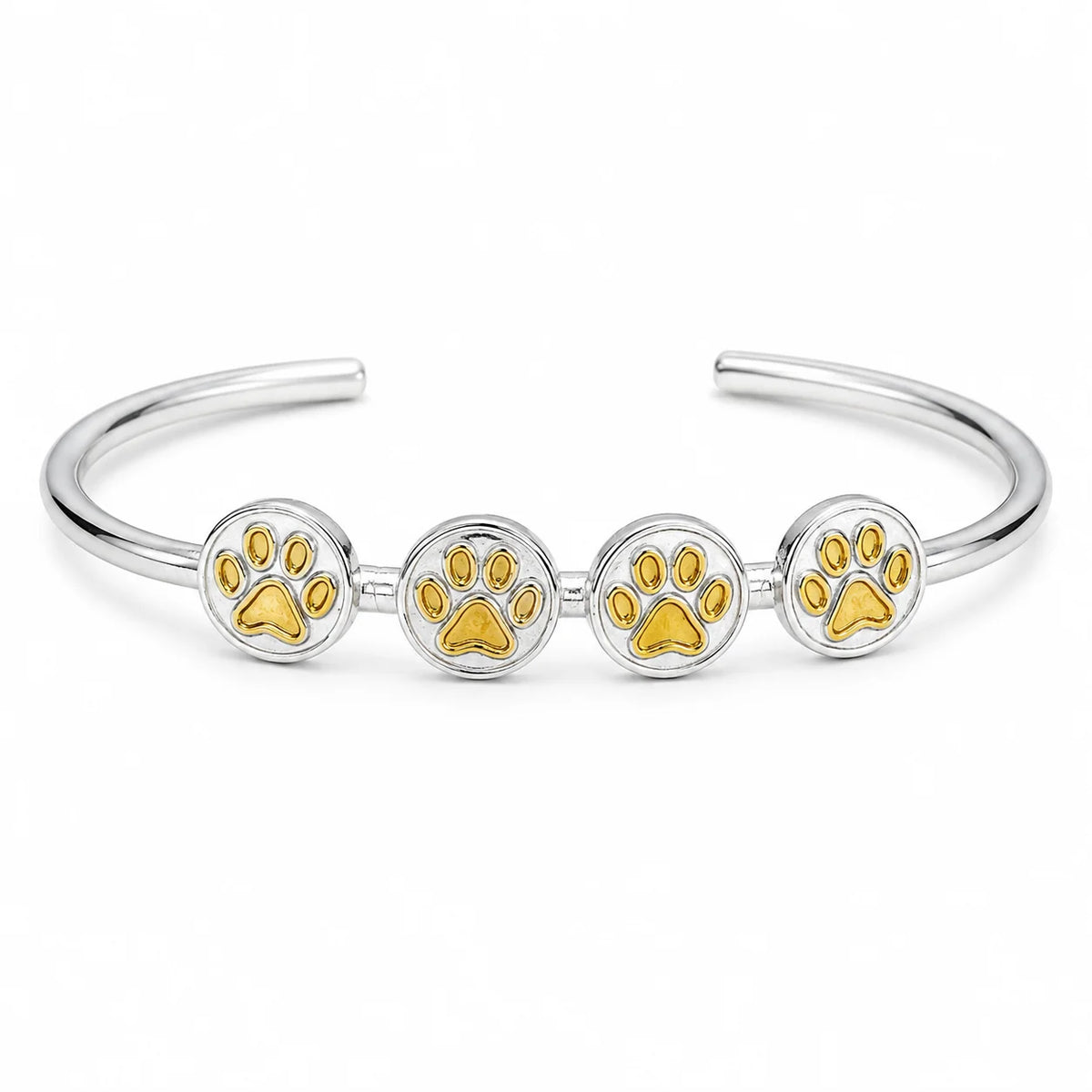 Pfoten-Armband aus 925er Silber mit goldenen Akzenten – handgefertigter, verstellbarer Schmuck für Hunde- und Katzenliebhaber | Art Diva
