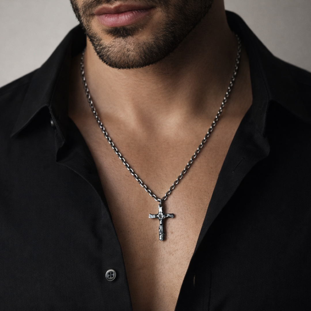 Stilvoller Herren-Kreuzanhänger aus 925er Silber – Symbol für Stärke und Charakter, handgefertigtes Geschenk für den Partner oder Ehemann | Art Diva