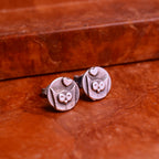 „Kätzchen mit Herz“-Ohrringe aus 925er Silber – teilweise oxidierter Schmuck im Boho-Rustik-Stil | Art Diva