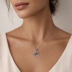 925er Silberelement „Edelweißblüte“ – handgefertigter Boho-Talisman für Harmonie, skulpturales Schmuckstück und Geschenk für Mutter, Tochter oder Freundin | Art Diva