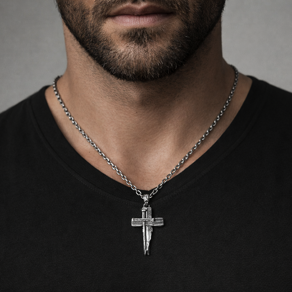 Massiver Kreuz-Anhänger für Herren aus 925er Silber – Symbol für Glauben und Entschlossenheit, handgefertigt | Art Diva