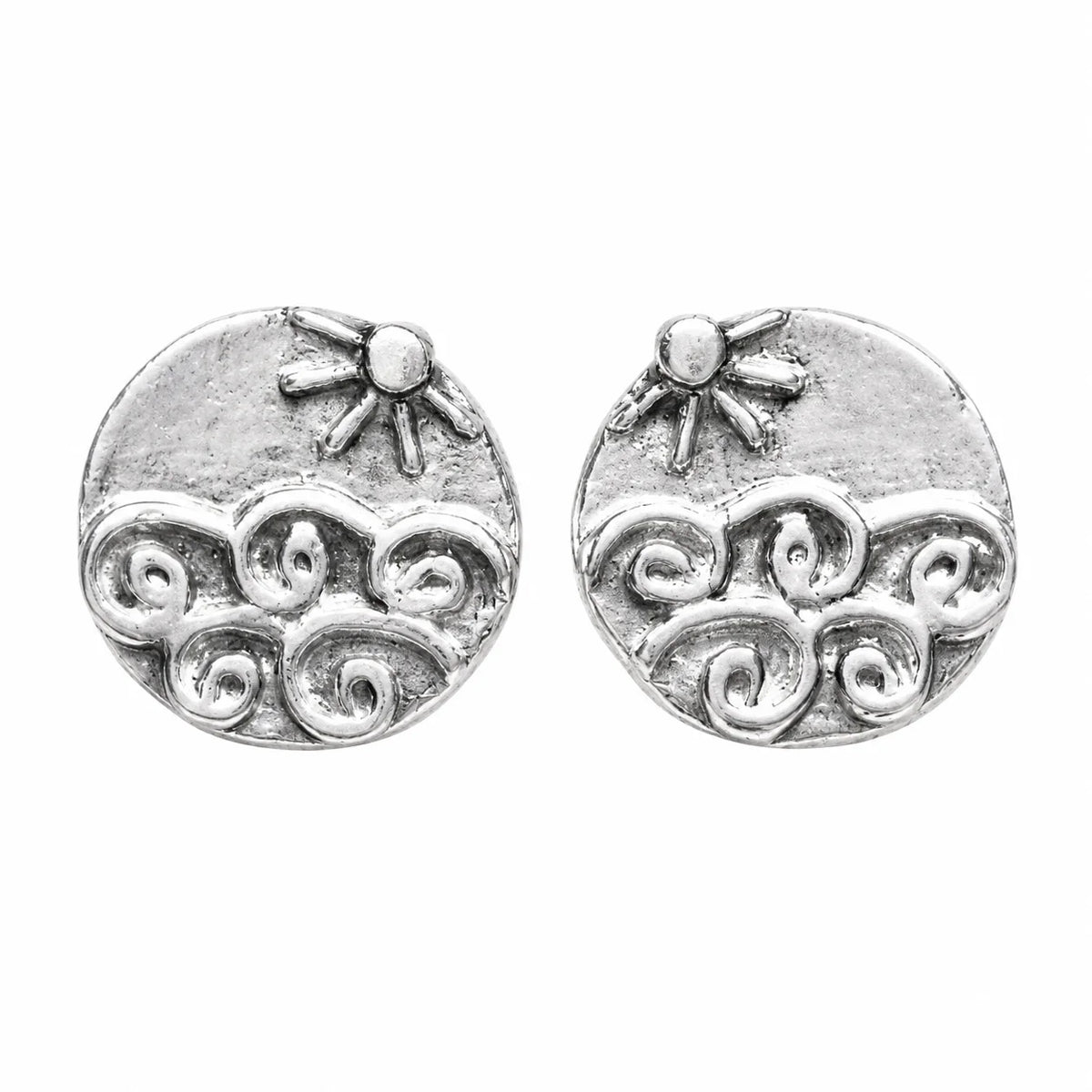 „Meeresbrise“-Ohrringe mit Sonne und Wellen aus 925er Silber – hochglanzpolierter Schmuck im Boho-Stil | Art Diva