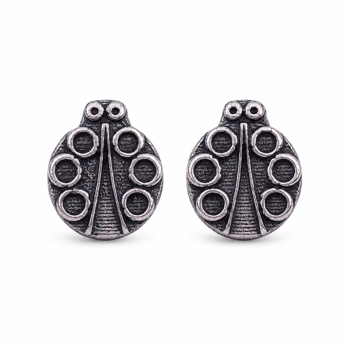 „Marienkäfer“-Mini-Ohrstecker aus 925er Silber – teilweise oxidiert im Vintage-Stil | Art Diva