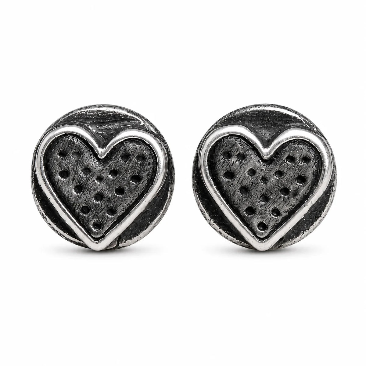 „Herz“-Mini-Ohrstecker aus 925er Silber – romantische, teilweise oxidierte Ohrringe im Vintage-Stil | Art Diva