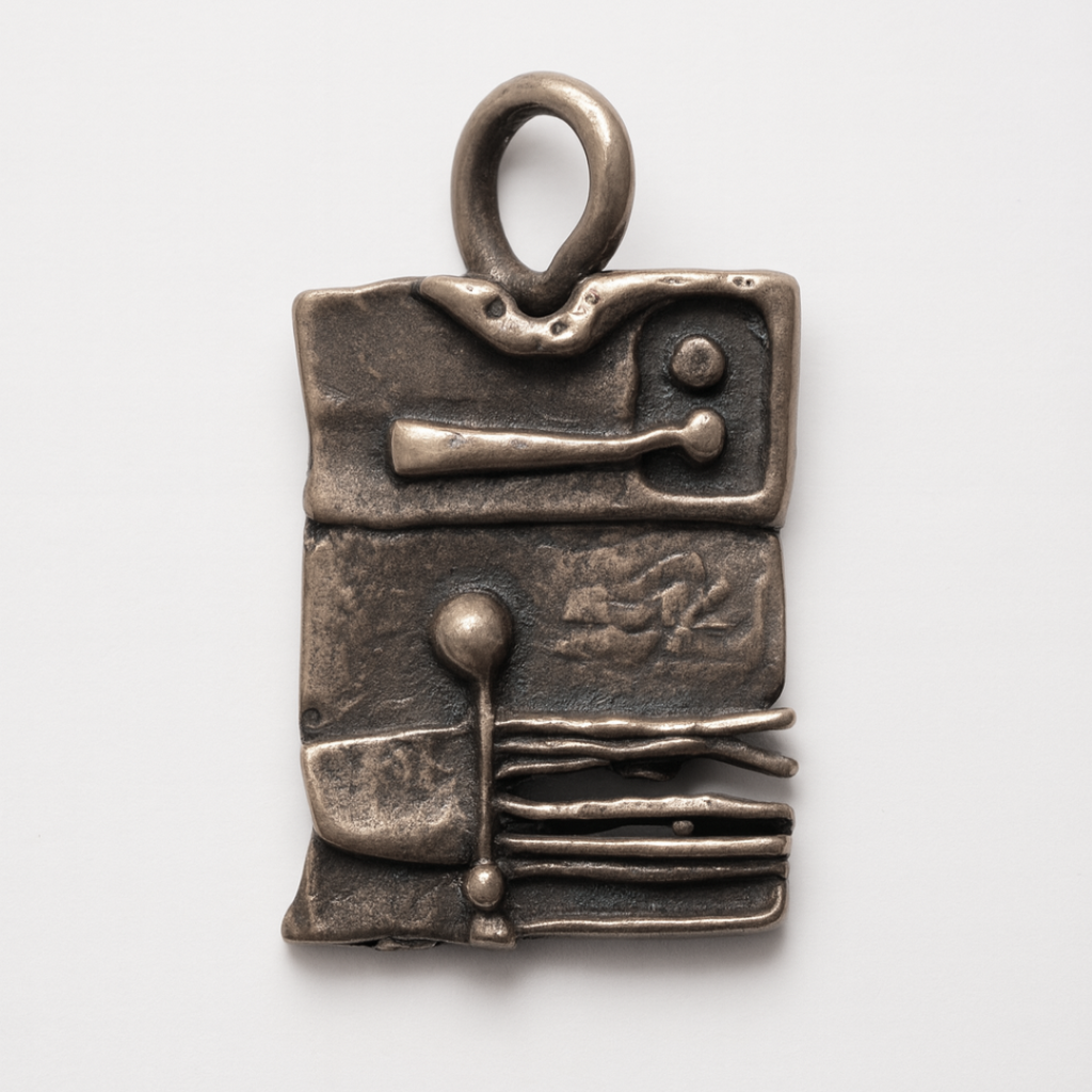 „Architektonische Abstraktion“ – Anhänger aus 925er Silber, handgefertigter Skulpturenschmuck im Boho- und rustikalen Stil | Art Diva