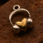 „DJ-Herz“-Anhänger aus 925er Silber – handgefertigter Talisman für die Liebe zur Musik, Skulpturenschmuck im Boho- und rustikalen Stil | Art Diva