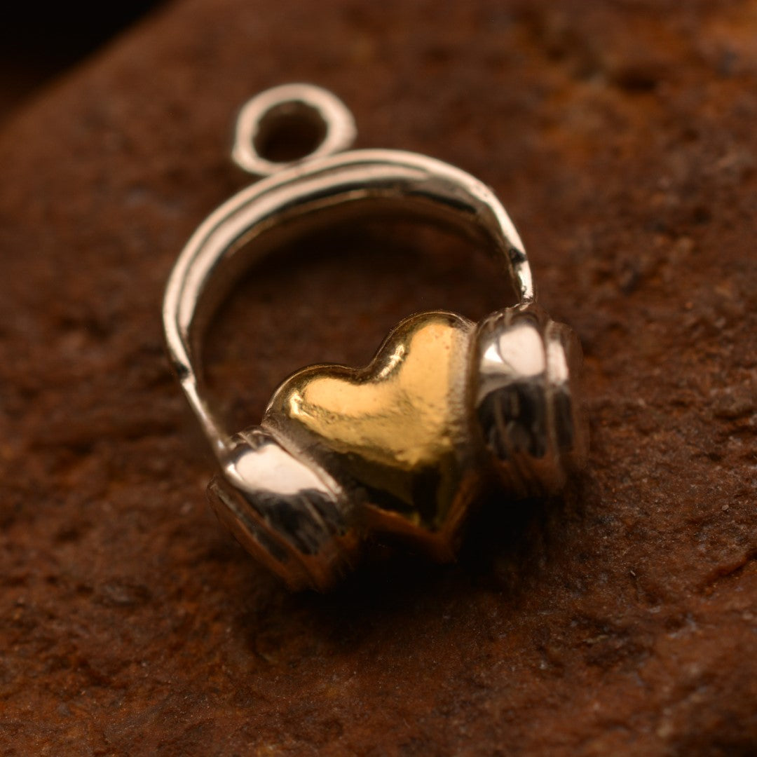 „DJ-Herz“-Anhänger aus 925er Silber – handgefertigter Talisman für die Liebe zur Musik, Skulpturenschmuck im Boho- und rustikalen Stil | Art Diva