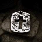Großer massiver Herren-Kreuzanhänger aus 925er Silber mit strukturierter Oberfläche – teilweise oxidiert im Vintage-Stil | Art Diva