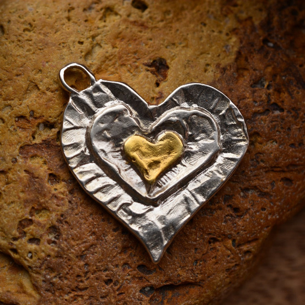 925er Silberanhänger „Mama, Papa und ich“ mit goldenen Akzenten | Amulett und Talisman für Liebe und familiäre Verbundenheit | Art Diva
