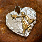 Schutzengel-Herz-Anhänger mit Engel und Stern aus 925er Silber – Talisman für Schutz, Liebe und Glauben, handgefertigt im Boho- und rustikalen Stil | Art Diva