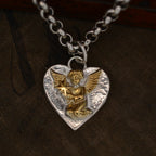 „Himmelsengel mit Stern“-Anhänger aus 925er Silber – handgefertigter Talisman für Liebe und spirituellen Schutz, Skulpturenschmuck im Boho- und rustikalen Stil | Art Diva