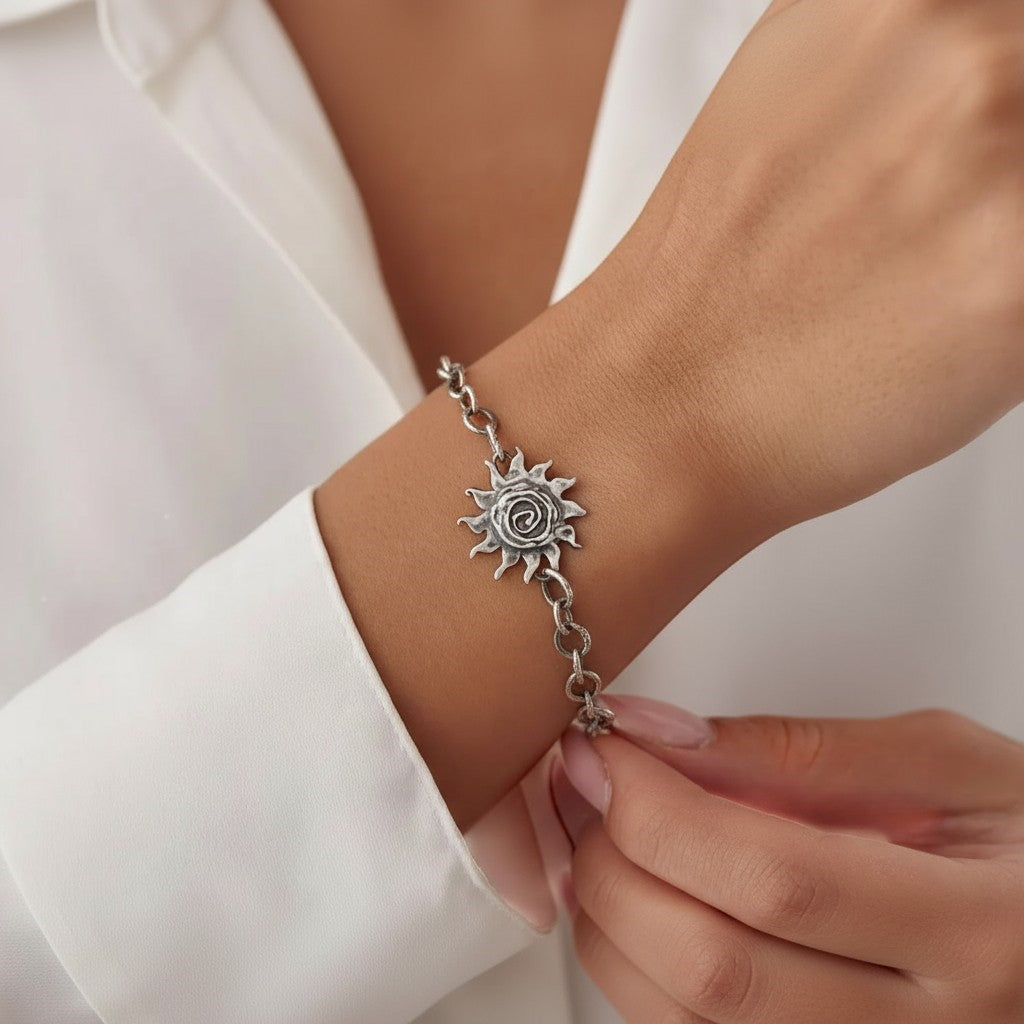 „Sonne des Lebens“-Schmuckelement aus 925er Silber – handgefertigt für Armband oder Halskette | Art Diva
