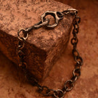 Armband „Künstlerische Basis“ aus 925er Silber – handgefertigte Kette ohne Anhänger, oxidierter Schmuck im Boho-Rustik-Stil | Art Diva