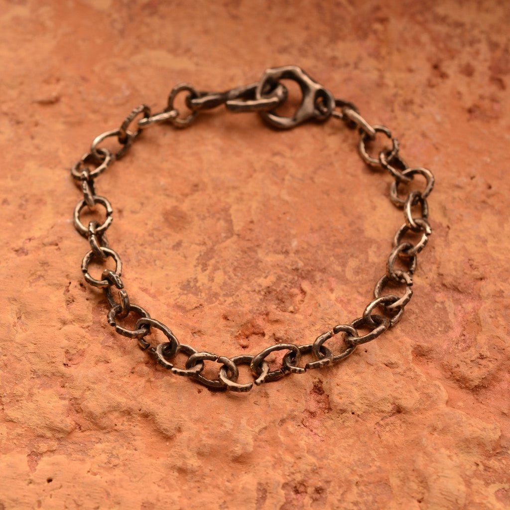 Armband „Künstlerische Basis“ aus 925er Silber – handgefertigte Kette ohne Anhänger, oxidierter Schmuck im Boho-Rustik-Stil | Art Diva