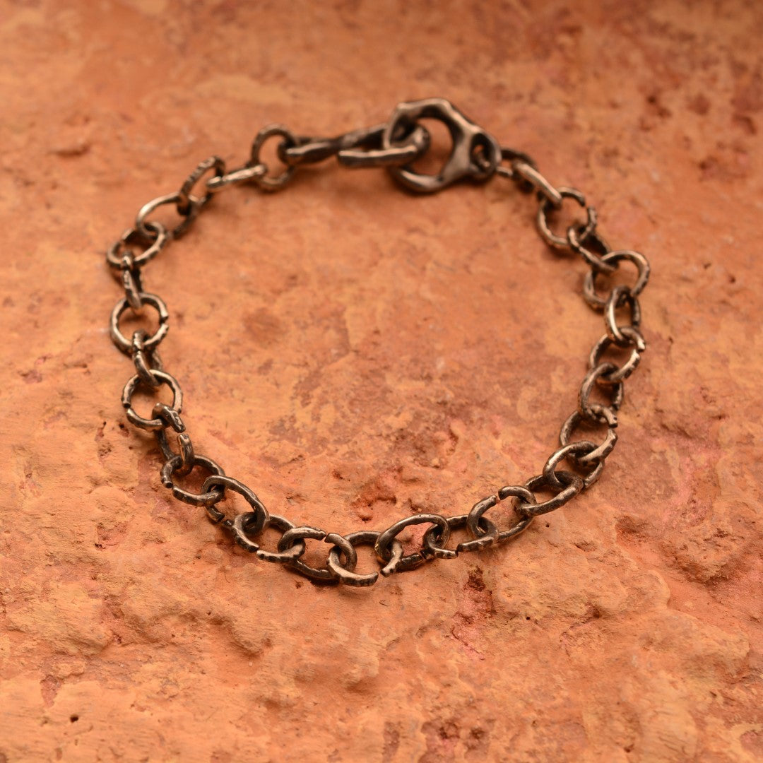 Armband „Künstlerische Basis“ aus 925er Silber – handgefertigte Kette ohne Anhänger, oxidierter Schmuck im Boho-Rustik-Stil | Art Diva