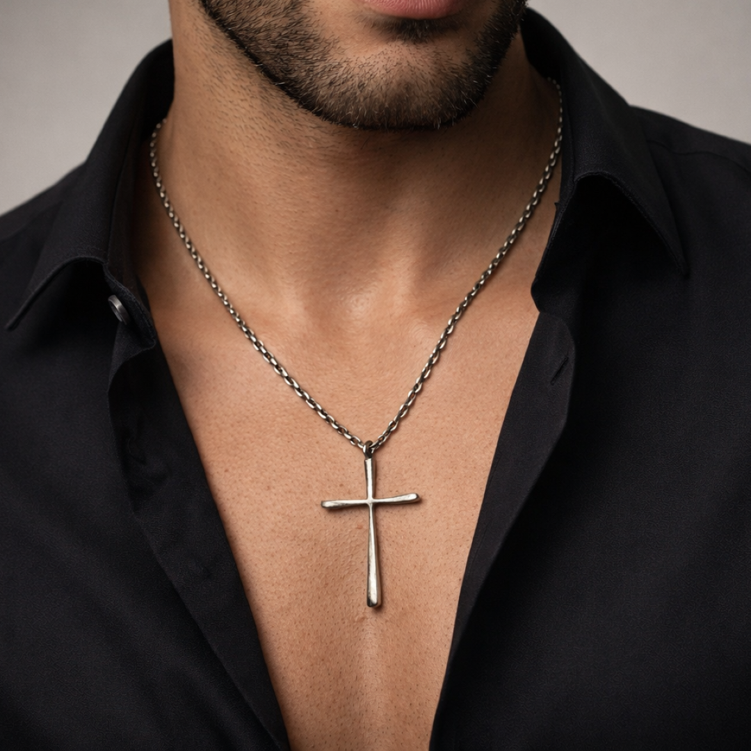 Großer langer Kreuz-Anhänger für Herren aus 925er Silber – Symbol für Glauben, Stärke und Schutz | Art Diva