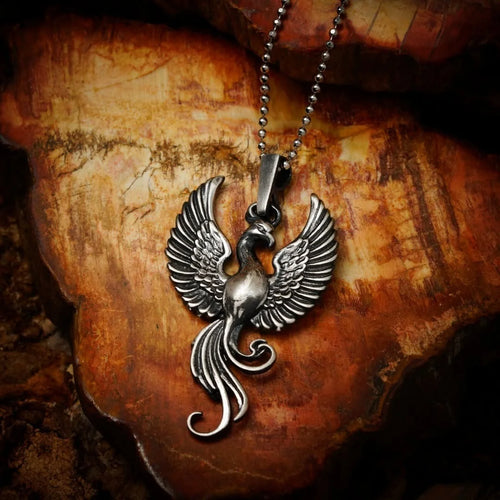 „Phönix“-Anhänger aus 925er Silber – Symbol für Wiedergeburt und Stärke, skulpturaler Schmuck im Boho-Rustik-Stil | Art Diva